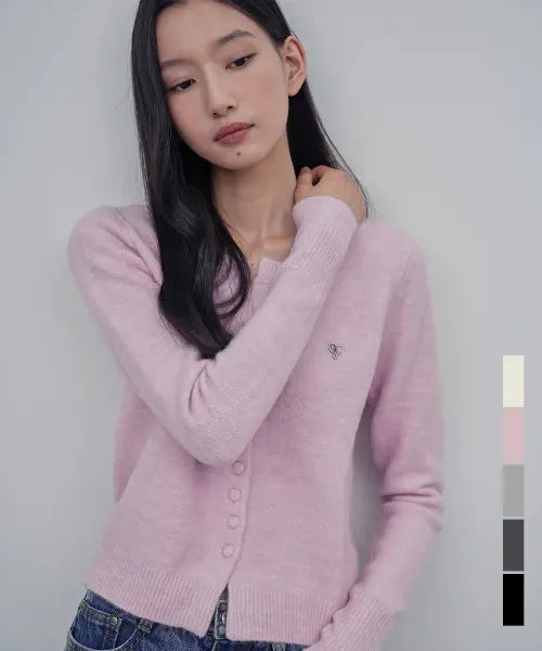 [VIVACIOUS] Elan Round Button Knit CD_5COL / 엘란 라운드 버튼 니트 가디건_5COL