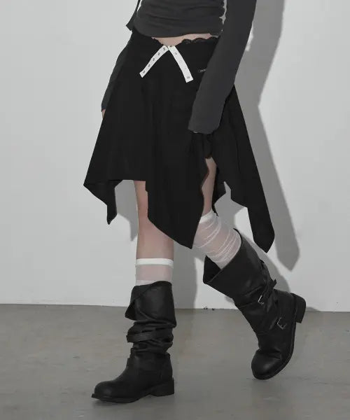 [GROWHIDE] Rosen Folding Lace Full Midi Skirt_Black / 로젠 폴딩 레이스 훌 미디 스커트_블랙