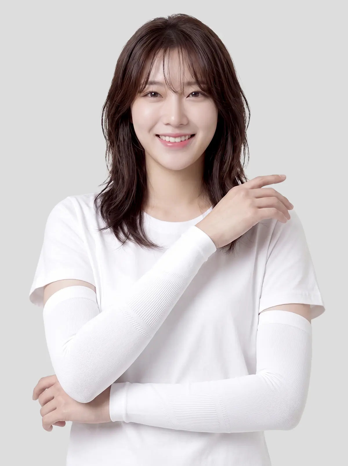 [DAISO] Women's Aqua-X Wrist Cool Arm Sleeves - White / [UV 최대 95% 차단] 여성 아쿠아엑스 손목형 쿨 토시 화이트