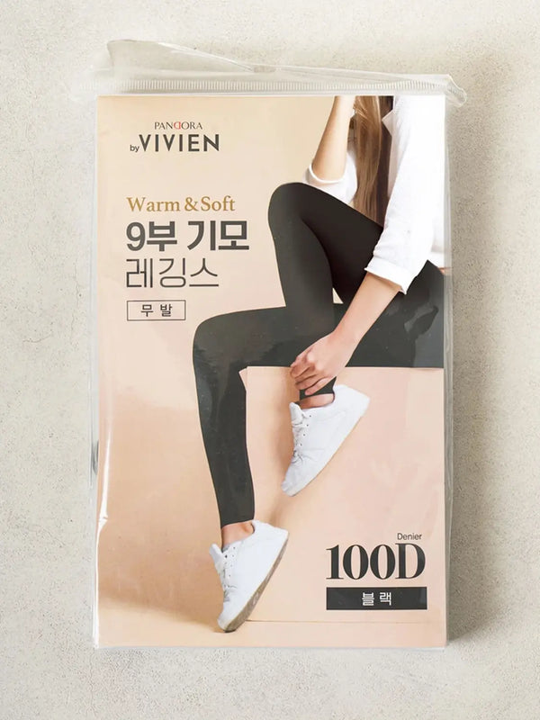 [Pandora by Vivian] Pandora by Vivian Fleece Lined 9/10 Length Leggings Black 100D / 판도라 by 비비안 기모 9부 레깅스 블랙 100D