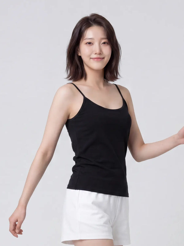 [DAISO] Women's Cotton Camisole 2-Pack (Black) / 코튼 여성 캐미솔 L 2개입 블랙