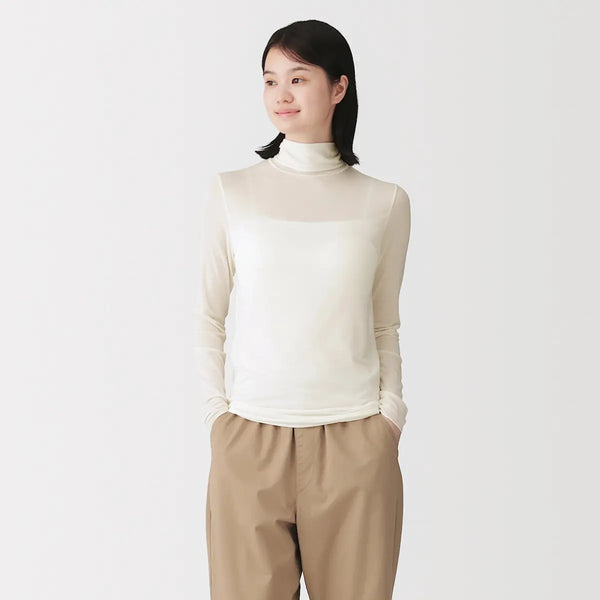 [MUJI] Sheer Turtleneck Long Sleeve T-shirt / 시어 터틀넥 긴소매 티셔츠