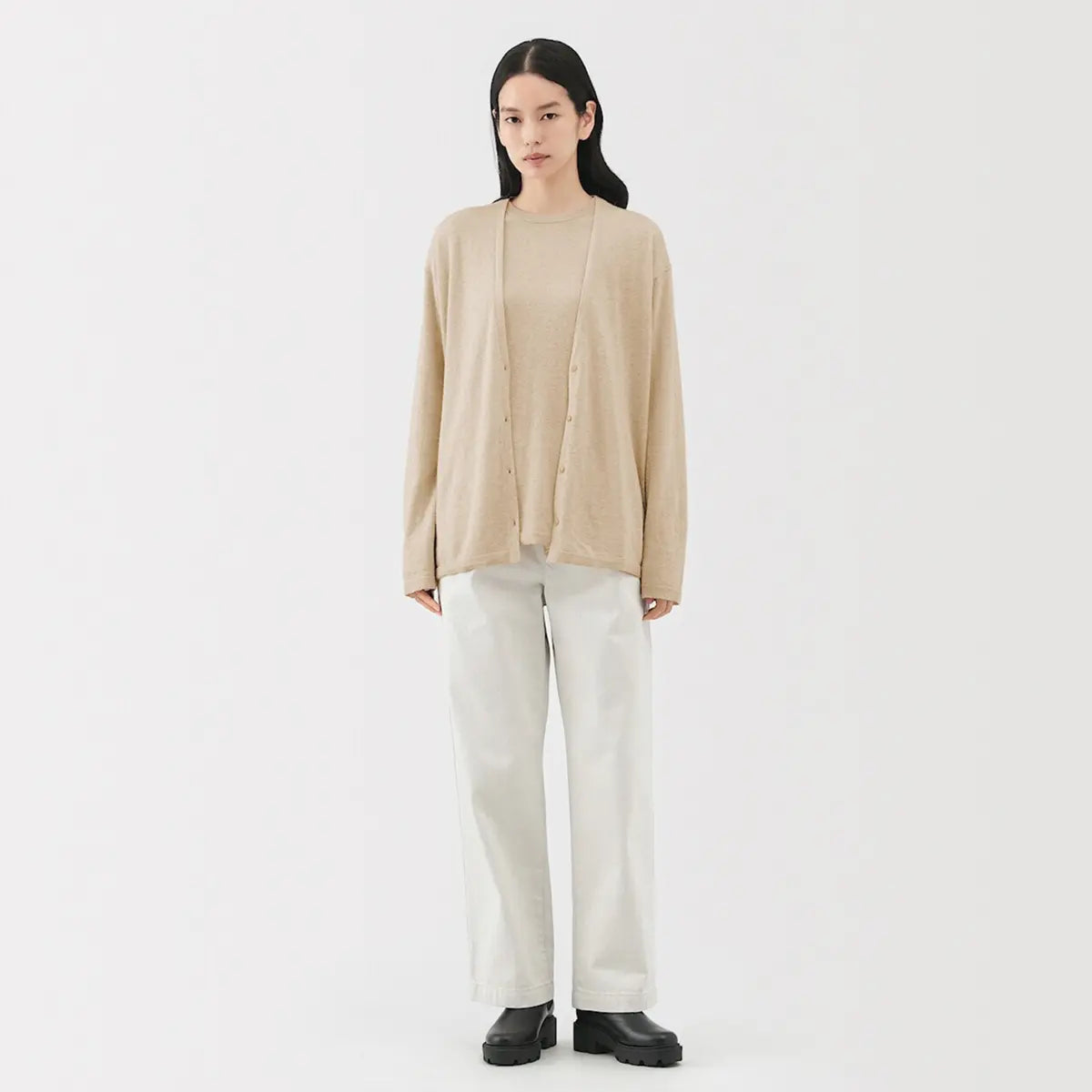 [MUJI] Non-dyed Cashmere V-Neck Cardigan / 논 염색 캐시미어 V넥 가디건