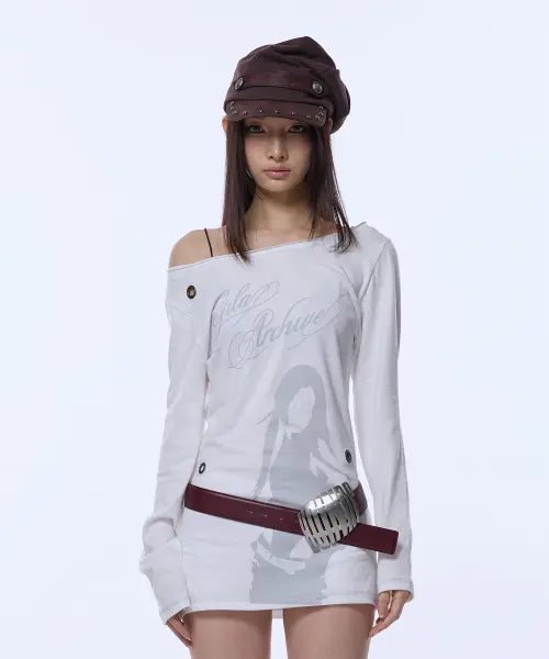 [GILAARCHIVE] ONE SHOULDER EYELET LONG SLEEVE_WHITE
