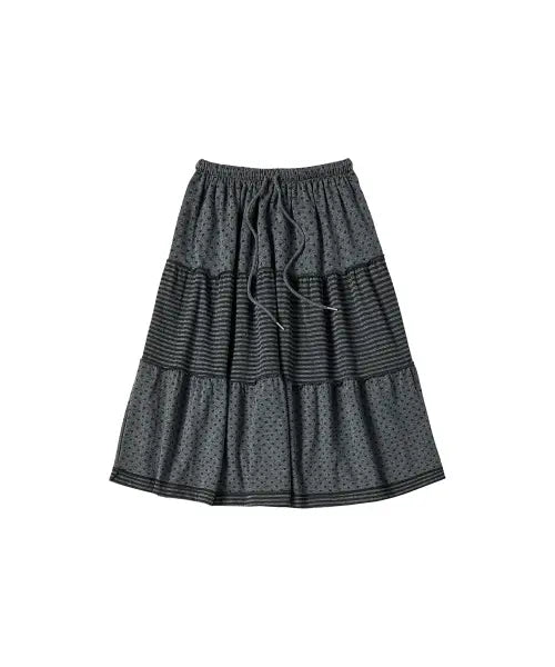 [COMONINOZ] W DOT STRIPE SKIRT [DEEP GRAY]