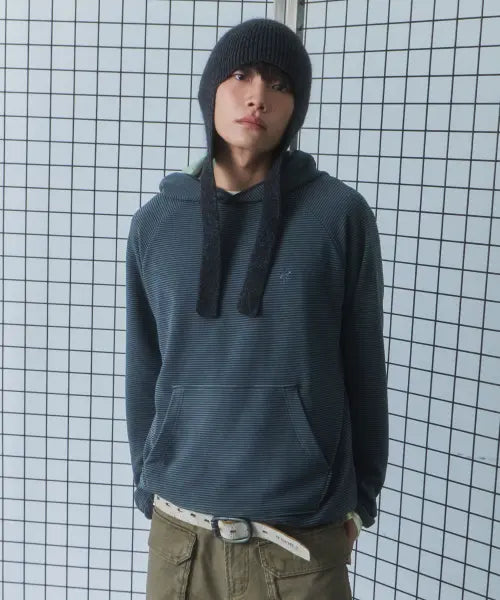 [CGP] Raglan Sleeve Stripe Hoodie - Dark Mint / 레글런 소매 스트라이프 후디-다크 민트