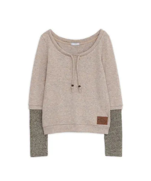 [HUG YOUR SKIN] Layered string knit top (Orange) / 레이어드 스트링 니트 탑 (오렌지)