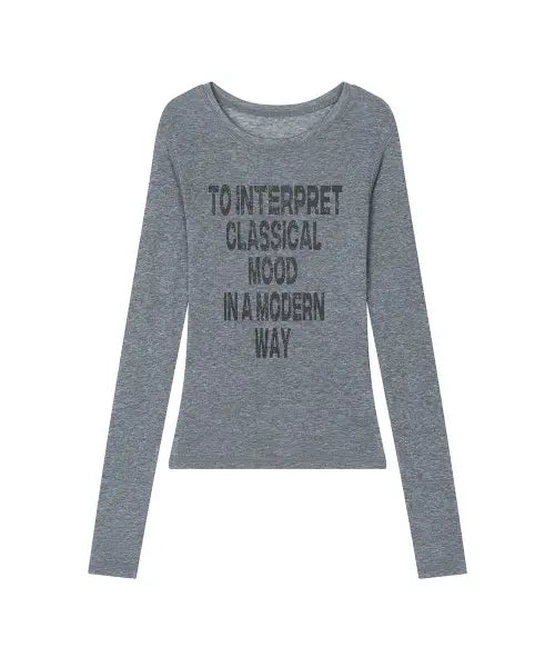 [ROUGHTYPE] Crack Logo Slim Long Sleeve - Gray