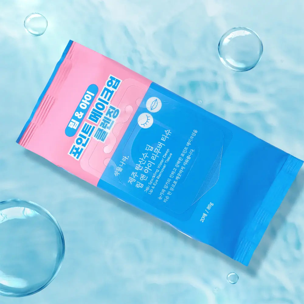 [Shingmulnara] Botanica Jeju Sparkling Water Deep Lip & Eye Remover Tissues (20 sheets) / [여행용] 식물나라 제주 탄산수 딥 립 앤 아이 리무버 티슈 20매