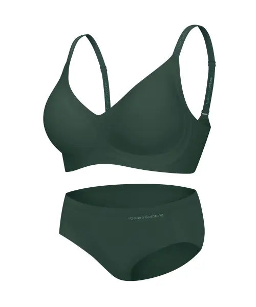 [CODES COMBINE INNERWEAR] Double Jelly Precut Bra And Panties Homewear Set_Green / 더블 젤리 프리컷 브라 팬티 세트_그린