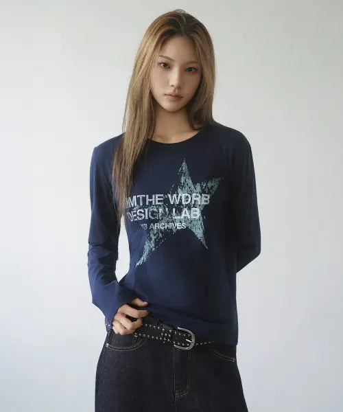 [MIMTHEWARDROBE] Star Archive Long Sleeve_Navy / 스타 아카이브 롱슬리브_네이비