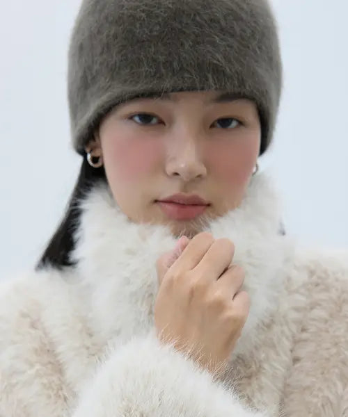 [MICHIKO LONDON KOSHINO] Hairly Wool Beanie - Mocha Brown / 헤어리 울 비니 모카 브라운