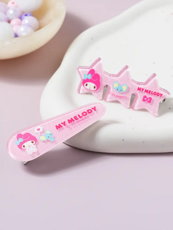 [DAISO] My Melody Star Hair Clip Set (2 Pieces) / 마이멜로디 별 집게핀 2개입