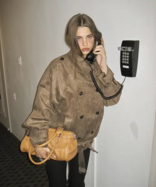 [ASURA] AUTHENTIC TRENCH SUEDE JACKET (BROWN)