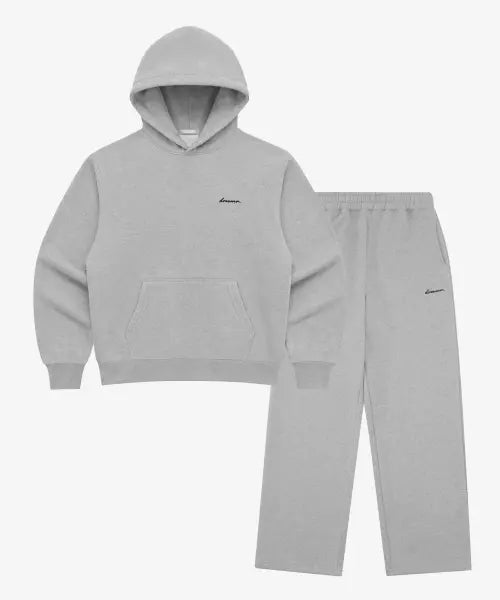 [DREEMR] [SET] Oversized Weighted Blanket Hoodie Set-up (Melange Grey) / [SET] 중량담요 오버사이즈 후드티 셋업 (멜란지 그레이)