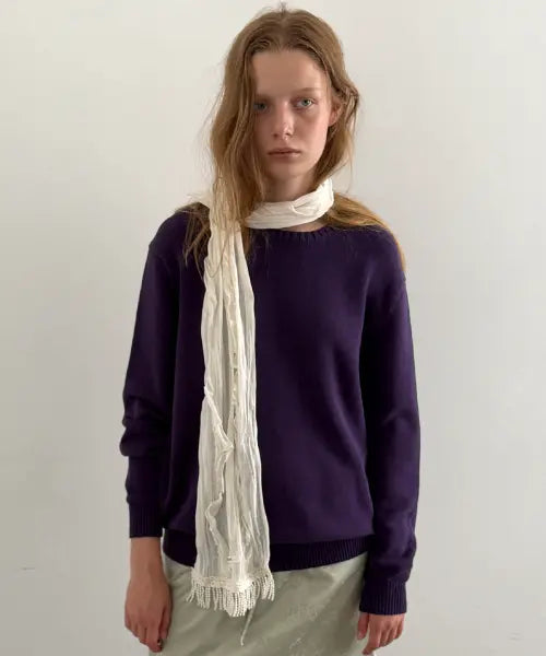 [TOAVE] Logo Embroidery Cotton Knit (Purple)