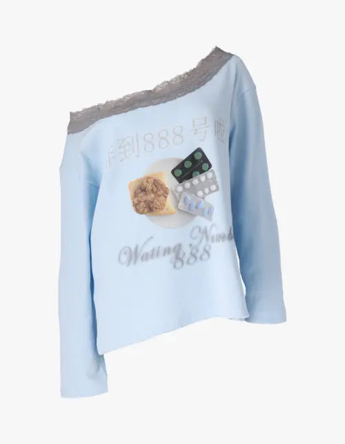 [HONKYO] Off - Shoulder Loose Top- Waiting Number