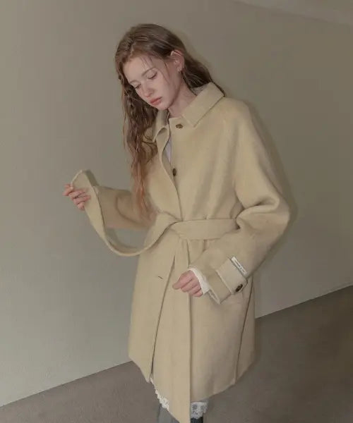 [TWEE] JEINEO Half-Collar Handmade Coat (Strap Set) / 제이너 카라 하프 핸드메이드 코트(스트랩set)