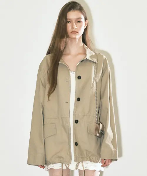 [NICK\u0026NICOLE] WASHED COTTON WORK JACKET_BEIGE