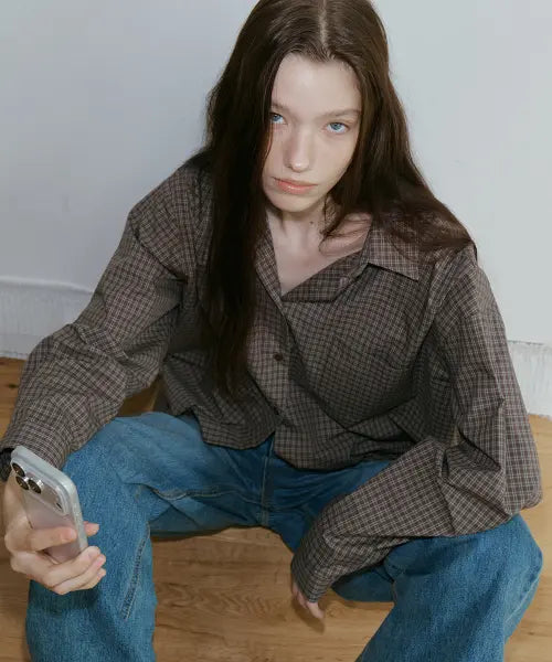 [FRIVER07] Essential check shirt [FRFA05SH03]_Brown