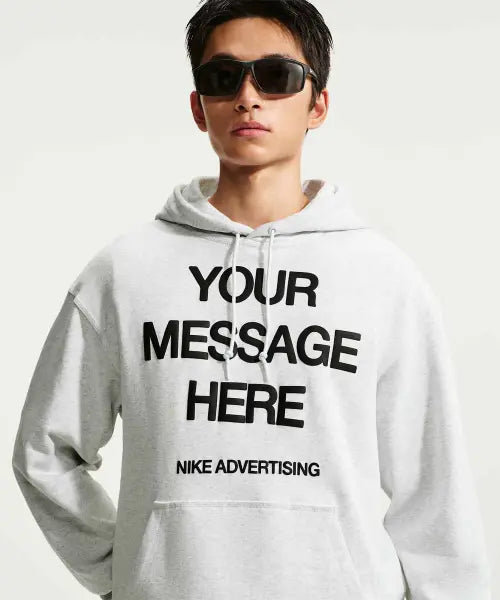[NIKE] M NK YMH PO GFX FLC HOODIE - BIRCH HEATHER/BLACK/(SAFETY ORANGE) / 유어 메시지 히어 플리스 풀오버 후디 M - 버치 헤더:블랙:세이프티 오렌지 / IO1649-051