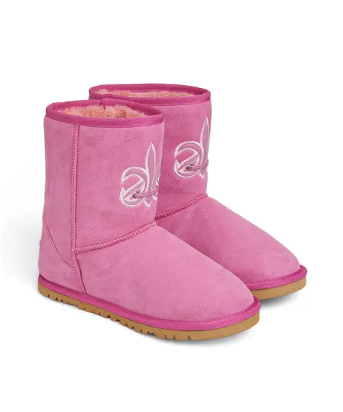 [DEINET] PATCH COLOR FAUX SUEDE BOOTS IN PINK
