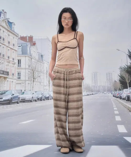 [SOMSOC] TAGE STRIPE TERRY PANTS_BEIGE