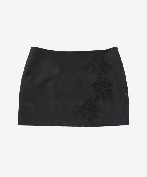 [DARLING, YOU'RE BAD] Rose Satin Mini Skirt #Black