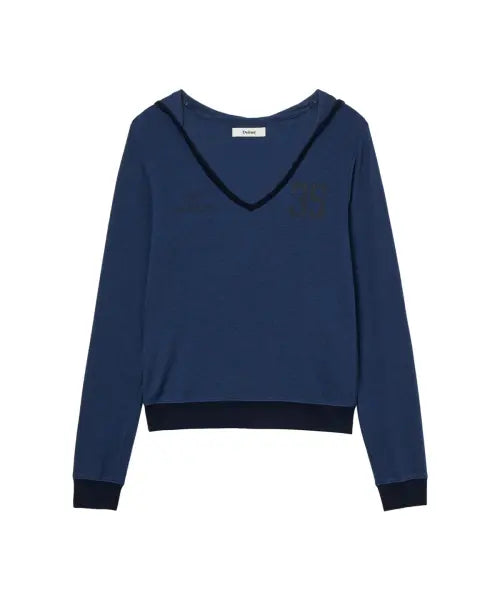 [DEINET] V-NECK HOODIE IN NAVY