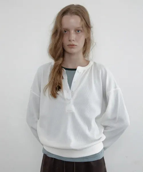 [TOAVE] Waffle Half-Open Sweatshirt (Ivory)