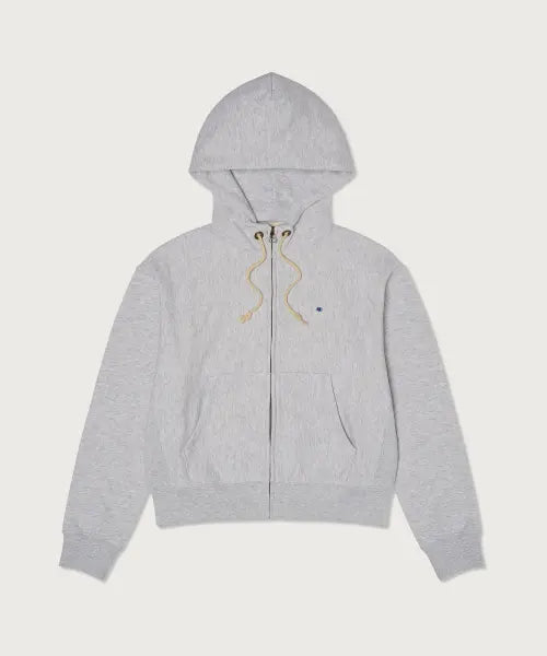 [CHAMPION] Women's Reverse Weave Big Logo Cropped Hood Zip-Up Light Grey / 여성 리버스위브 빅 로고 크롭 후드 집업 Light Grey