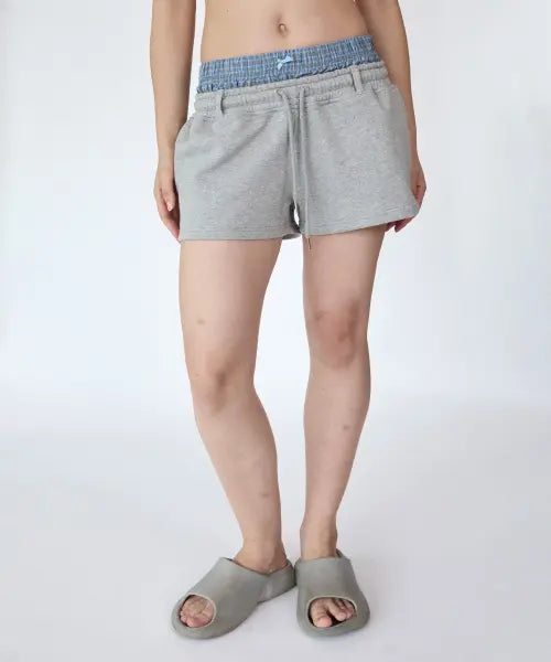 [WHOLE PAPER] Layered Sweat Shorts (Gray) / 레이어드 스웻 쇼츠 (그레이)
