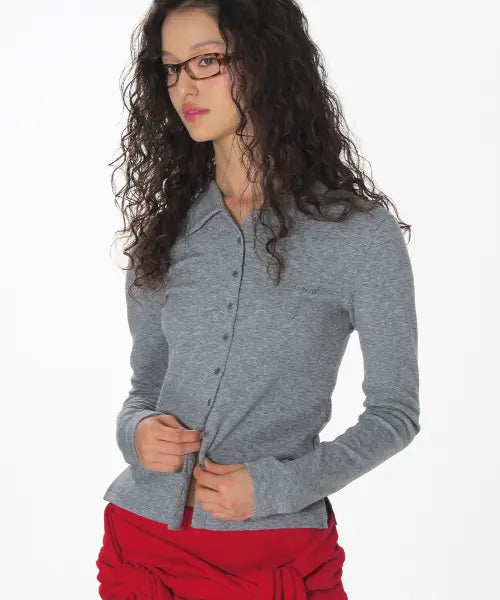 [CRANK] CLASSIC COLLARED CARDIGAN_GREY / 클래식 카라 가디건_그레이