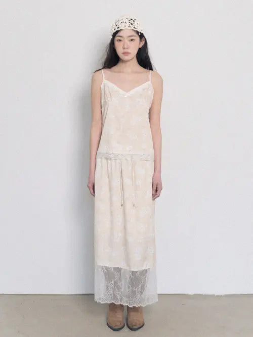 [MOROA] Floral Lace Skirt-Yellow / 플라워 레이스 스커트-옐로우