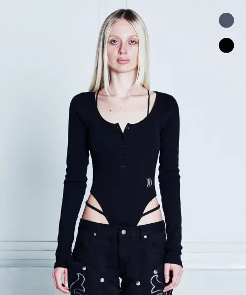 [ODOR] Kaia Strap Button Bodysuit