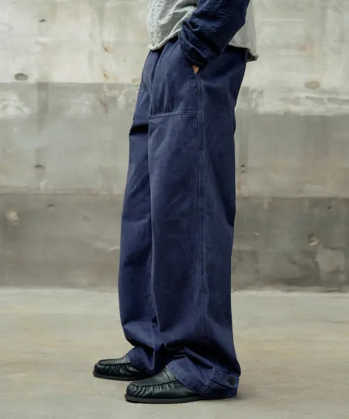 [SLOWACID] ROVER BUTTON FRENCH WORK PANTS [VINTAGE BLUE] / 로버 버튼 프렌치 워크 팬츠 [빈티지 블루]