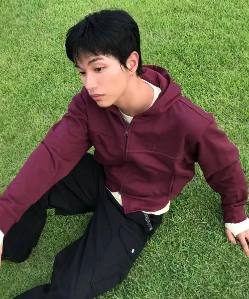 [CGP] SYMBOL Molded Cleats Hoodie Zip Up Burgundy / 심볼 포인트 후드 집업(with 롱슬리브)-버건디
