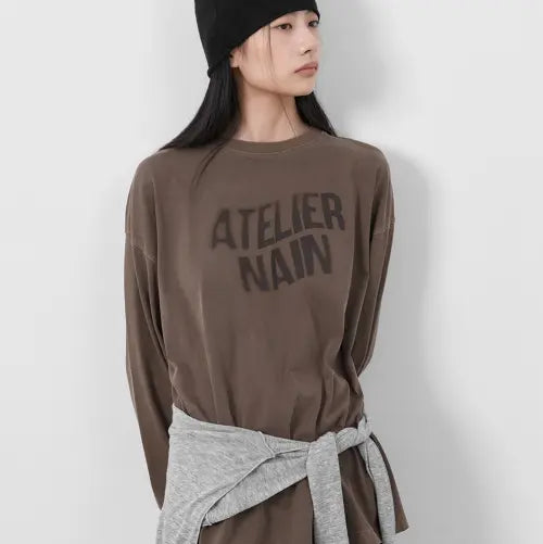 [ATELIER NAIN] (T-7268)BLUR LOGO PIGMENT TEE
