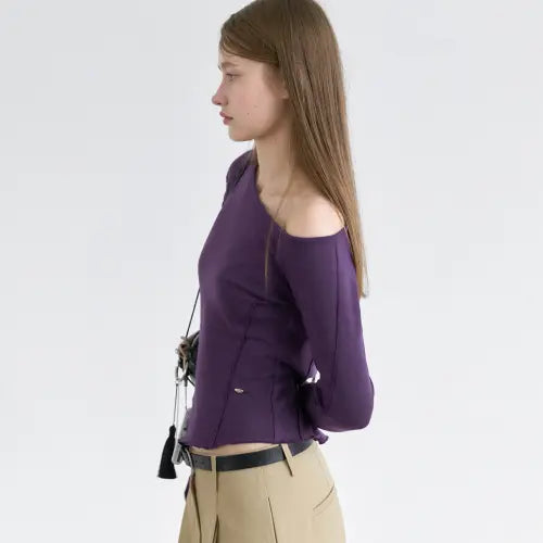 [ATELIER NAIN] (T-7273)ONE SHOULDER INTERLOCK TEE