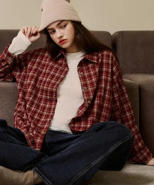 [LUSIDA] Ellie vintage check shirt_2 Colors / 엘리 빈티지 체크 셔츠_2 Colors