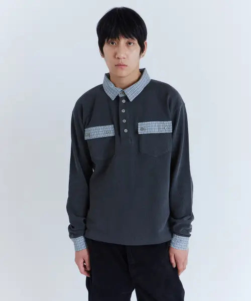 [PARADIGMFILM] [Ep.03] Pigment PK Shirts Long Sleeve (Charcoal) / [Ep.03] 피그먼트 PK셔츠 롱슬리브 (차콜)