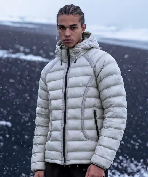 [LAZYBEE] Air Shade Hooded Shell Padded Jacket M Light Gray / 에어 쉐이드 후드 쉘 패딩 자켓 M 라이트그레이