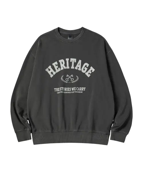 [BUBBLPIECE] Heritage Logo Sweatshirt - Pigment Charcoal / 헤리티지 로고 스웨트셔츠_피그먼트차콜