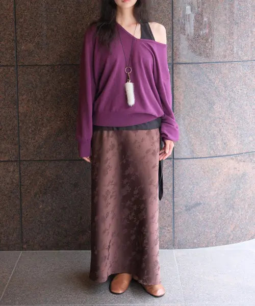 [ALLUNEE] Classic Jacquard Skirt - Mocha / Classic Jacquard Skirt_Mocha