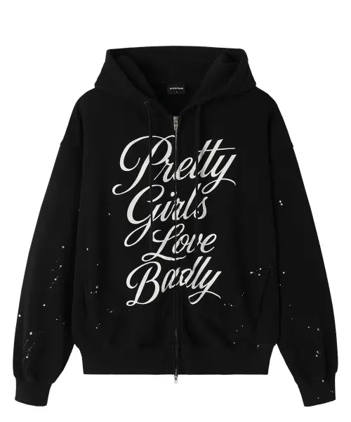 [OPENYARD(OY)] LOVE BADLY PAINT HOODIE ZIP UP - BLACK