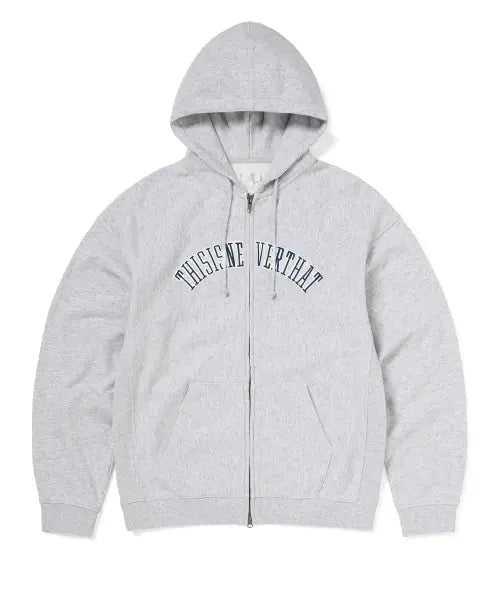 [THISISNEVERTHAT] Applique Zip Up Hoodie Heather Grey