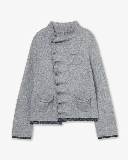 [AEAE] WRINKLE LAYERED CARDIGAN [CHARCOAL]