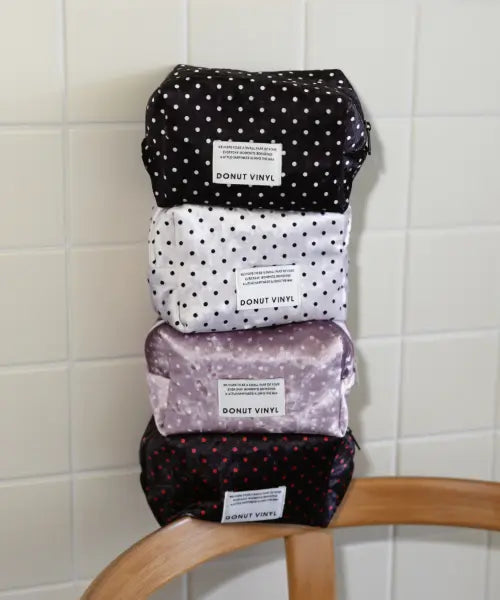 [DONUTVINYLSHOP] dot velvet cube pouch (4colors)