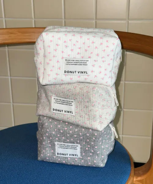 [DONUTVINYLSHOP] floral pointelle cube pouch (4colors)
