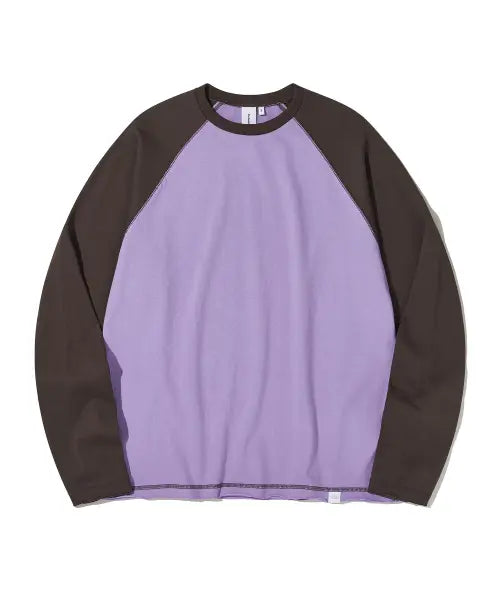 [URBANDTYPE] Raw Edge Raglan Long Sleeve Tee_Purple / 로우엣지 래글런 롱슬리브 티셔츠_퍼플